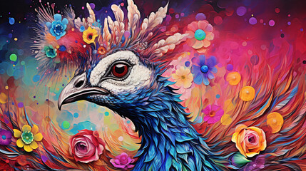 peacock feather closeup - obrazy, fototapety, plakaty