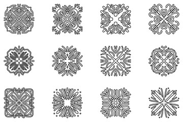 Ornament set icon. Artistic abstract vector