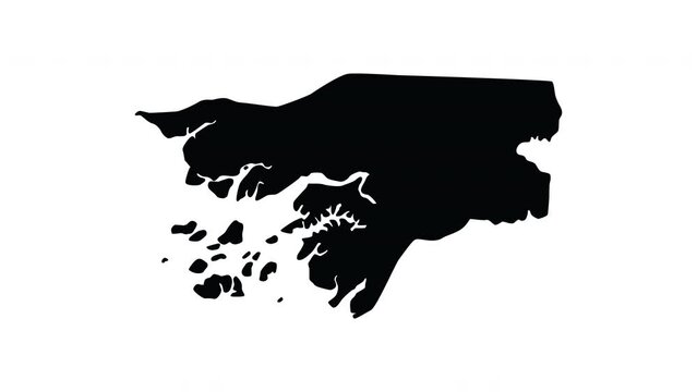 Animation forms a map icon for the country of Guinea-Bissau
