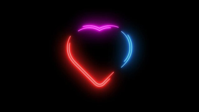 4k neon animation that forms love with colorful and black backgrounds