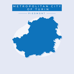 Obraz premium Vector illustration vector of Metropolitan City of Turin map Italy