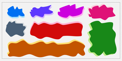 colorful set of abstract labels with shadow various size for background text, masking or decoration