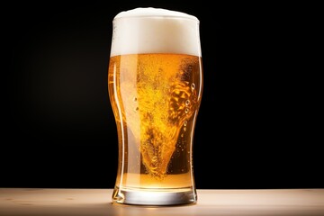 glass of beer on dark background
