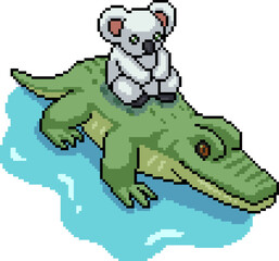 pixel art koala crocodile friend