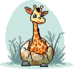 pixel art giraffe egg hatch