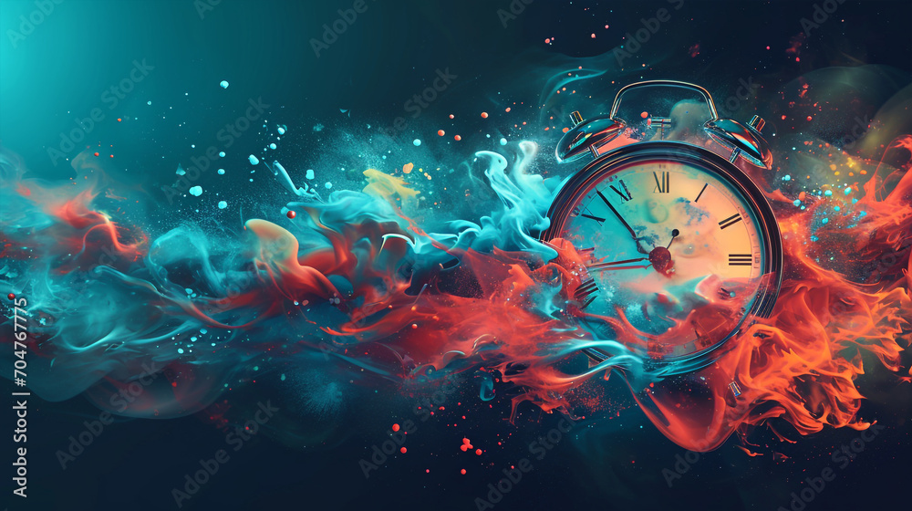 Wall mural the concept of time through the use of clock motifs and futuristic time travel technology abstract b