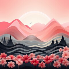 Chinese new year background with a rabbit and pink flowers ,New Year Celebration, Chinese New year, Chinese New year Celebratin