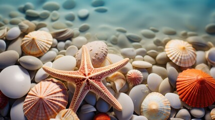 Summer shells and starfish background