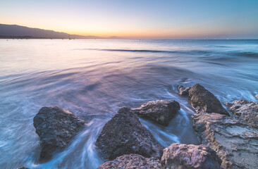 Obraz premium Santa Barbara Harbor, Breakwater, Sunrise