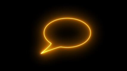 neon glowing Messenger line icon. Speech bubble sign. Chat message. speech bubble icon, yellow neon chat box, neon chat box frame - obrazy, fototapety, plakaty