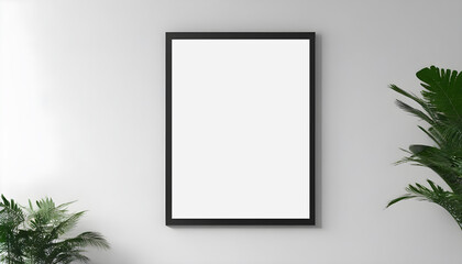 Vertical-black-frame-mockup-close-up-on-wall--3d-render
