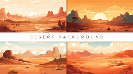 Desert landscape seamless background - obrazy, fototapety, plakaty