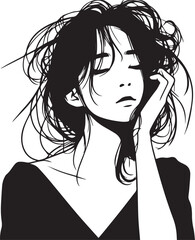 Cute Girl with disheveled hair Vector