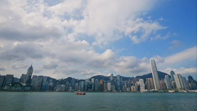 4K Time lapse Building and the skyline of Hong Kong city

