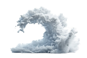 shows a large plume of dense white smoke against a plain transparent background