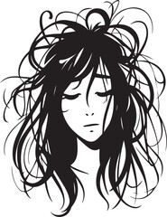 Cute Girl with disheveled hair Vector