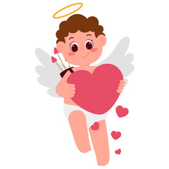 Cupid Boy Hold Heart Sign Illustration
