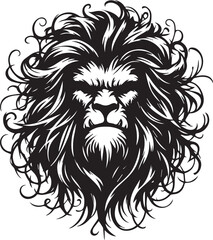 Fototapeta premium Lion With Long Messy Hair Vector 