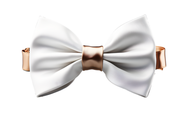 Color white bow Tie on cut out PNG or transparent background. Gentleman Mockup, Design Template. Bow tie Man. Mens Fashion. Decorate neck area. Various celebration. Realistic clipart template pattern.