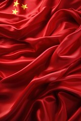 Obraz premium Red silk fabric with five yellow stars