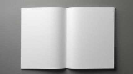 Open blank white paper brochures book on a grey background. Generative ai