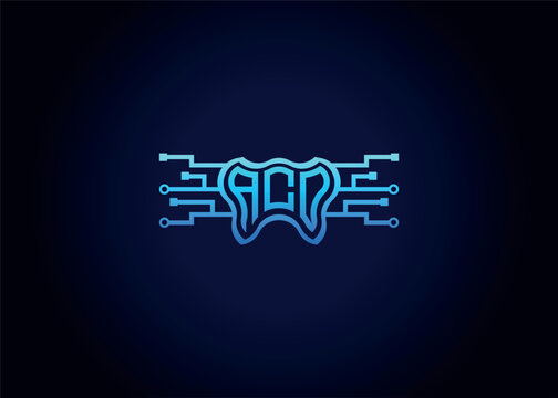 Letter ACD Modern Technology Vector Monogram Dental care shape Logo