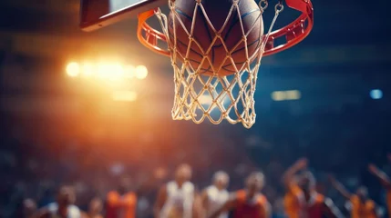 Poster Basketball hoop and ball, Scoring a winning field goal at a basketball game. Generative ai © nilanka