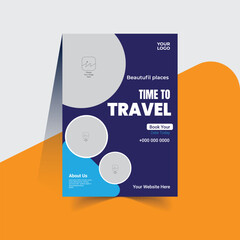 travel agency flyer template with photo of destinations