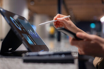 DevOps concept, software development, IT operations, agile programming, Concept with dev ops icon on computer screen and project manager, coder or sysadmin typing on keyboard, high software quality