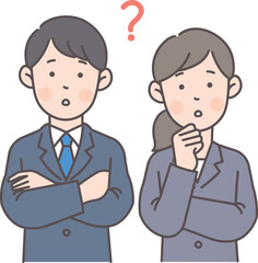 悩んでいる会社員の上半身イラスト