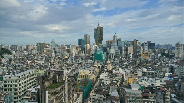 4K Time lapse Building and the skyline of Macau city 
