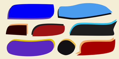 set of colorful speech bubbles with shadow for text background