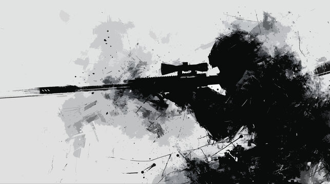 sniper black and white abstract art