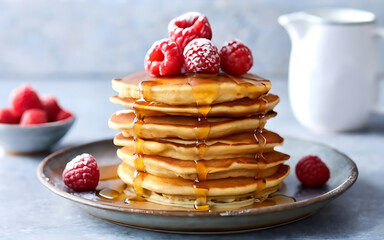 Capture the essence of Pancakes in a mouthwatering food photography shot