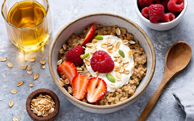 Capture the essence of Oatmeal in a mouthwatering food photography shot