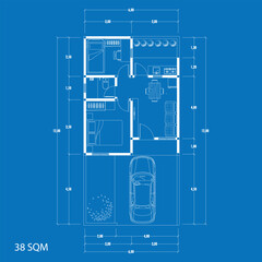 Floor plan blueprint, Figure of the jotting sketch of the construction and the industrial skeleton of the structure and dimensions. vector eps 10 - obrazy, fototapety, plakaty