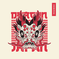 A Dragon head logo. This is vector illustration ideal for a mascot and tattoo or T-shirt graphic.	