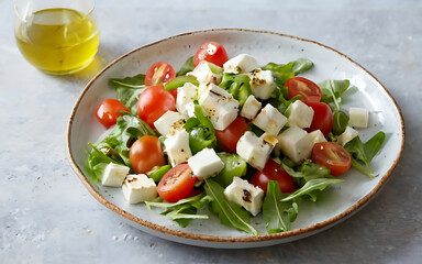 Capture the essence of Greek Salad in a mouthwatering food photography shot