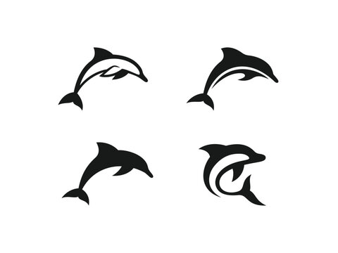 set dolphin logo vector icon illustration, logo template