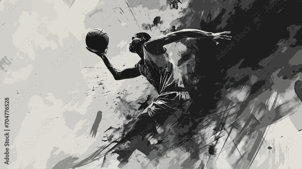 Wall mural basketball player black and white abstract art - Wall murals