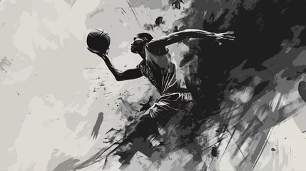 Tuinposter basketball player black and white abstract art © sam