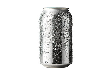 Aluminum can with water drops isolated on a Transparent background. Generative AI