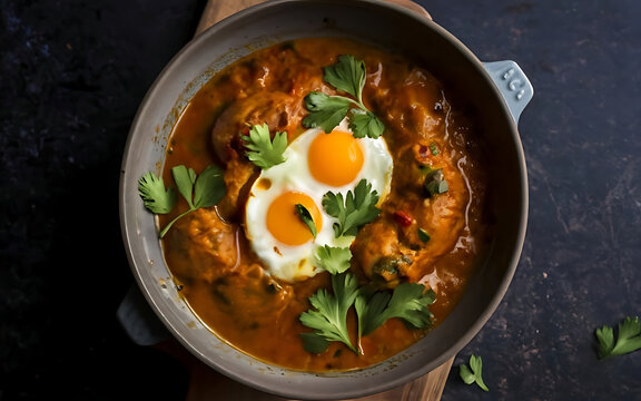 Capture the essence of Egg Curry in a mouthwatering food photography shot