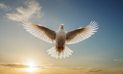 beautiful peace white dove flying to get freedom and victory Generative AI