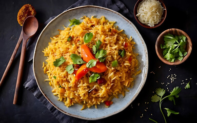 Capture the essence of Pulao in a mouthwatering food photography shot