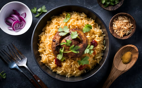 Capture the essence of Pulao in a mouthwatering food photography shot
