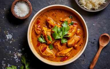 Capture the essence of Chicken Curry in a mouthwatering food photography shot - obrazy, fototapety, plakaty