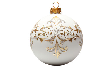 Elegant White Christmas Bauble Isolated on Transparent Background PNG.