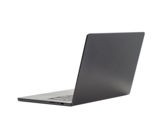 Back view Of the latest laptop Designed to be slim modren , isolated on transparent background with clipping path