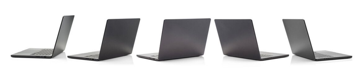 Back view Of the latest laptop Designed to be slim modren , isolated on white background with clipping path